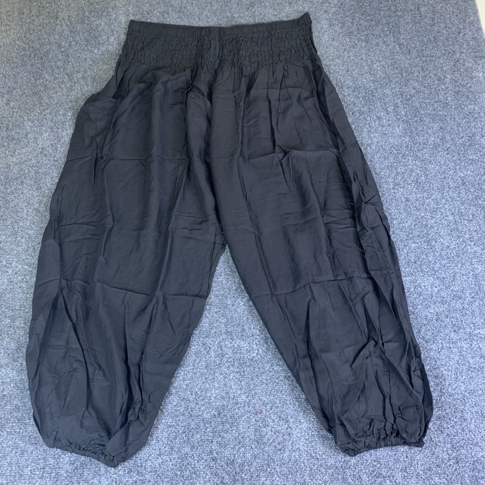 Lofbaz Genie Pants Womens 4XL Black Viscose Elastic Waist Boho Hippie Festival
